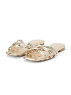 L'AGENCE Spring Collection|Sandals & Wedges|Abelle Flat Sandal Gold/Silver Crackle