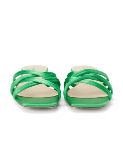 L'AGENCE Spring Collection|Sandals & Wedges|Abelle Satin Flat Sandal Amazon Green Satin