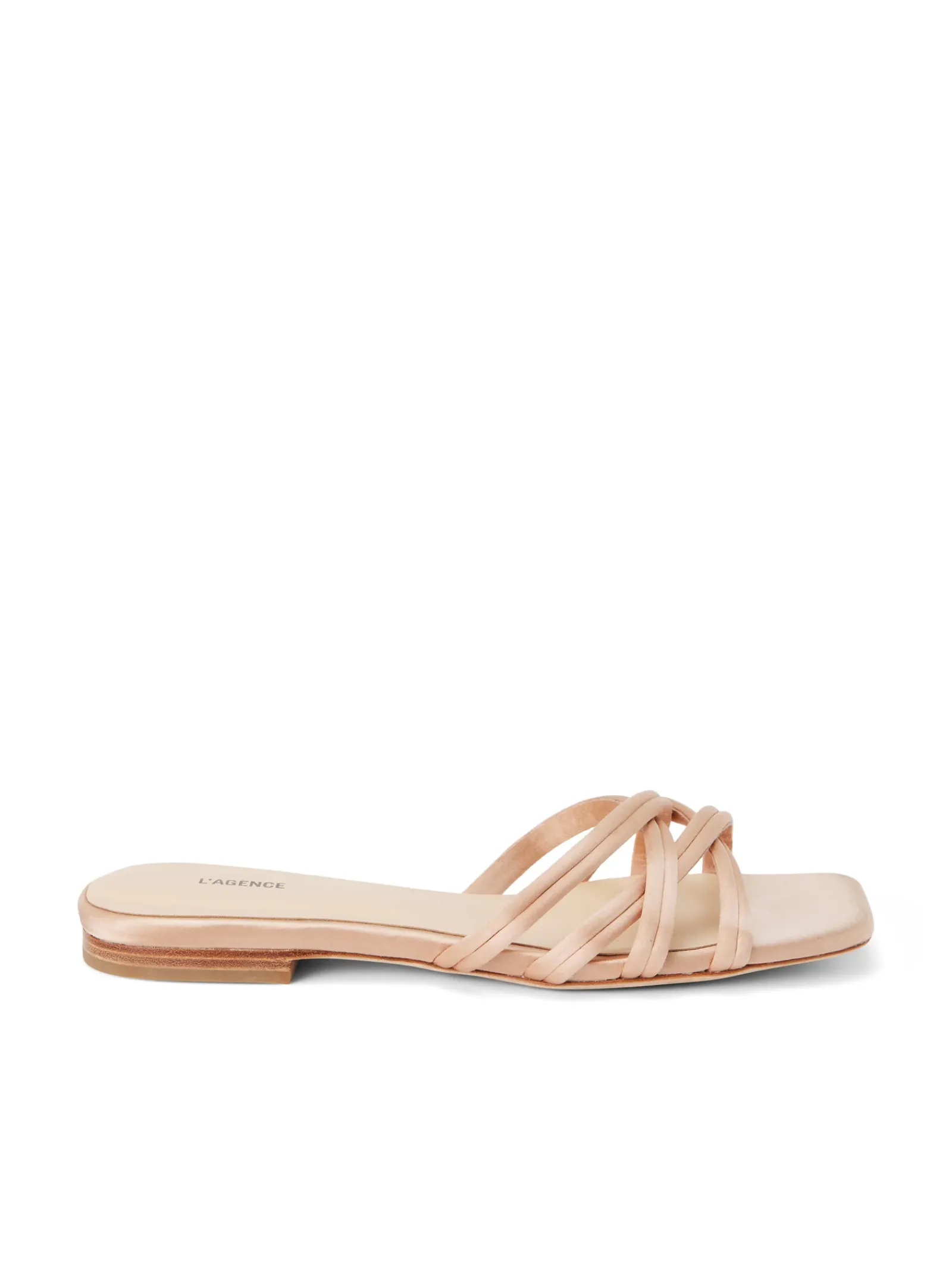 L'AGENCE Spring Collection|Sandals & Wedges|Abelle Satin Flat Sandal Dusty Pink Satin