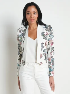 L'AGENCE Back in Stock|Print Edition|Ace Embroidered Jacket Ivory Multi Butterfly Embroidery