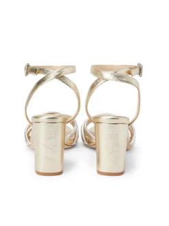 L'AGENCE Spring Collection|Sandals & Wedges|Acelynn Block-Heel Sandal Gold/Silver Crackle