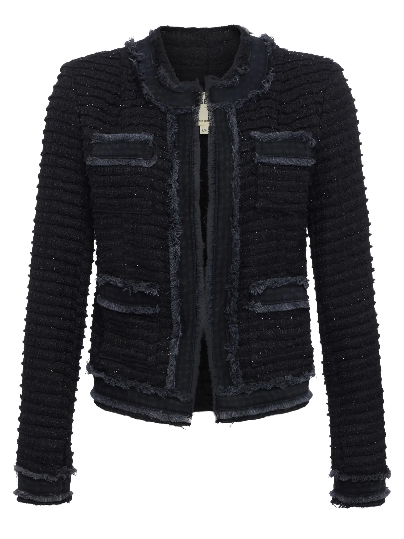 L'AGENCE All Things Black|Blazers & Jackets|Agnes Tweed Denim Jacket Black/Washed Black