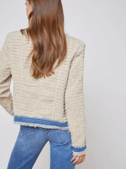 L'AGENCE Back in Stock|Denim Jackets|Agnes Tweed Denim Jacket Oxford Tan/Pomona