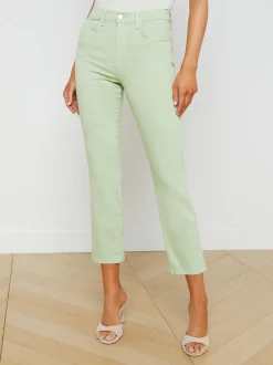 L'AGENCE Petite|Straight|Alexia Cropped Cigarette Jean Laurel Green