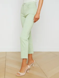 L'AGENCE Petite|Straight|Alexia Cropped Cigarette Jean Laurel Green