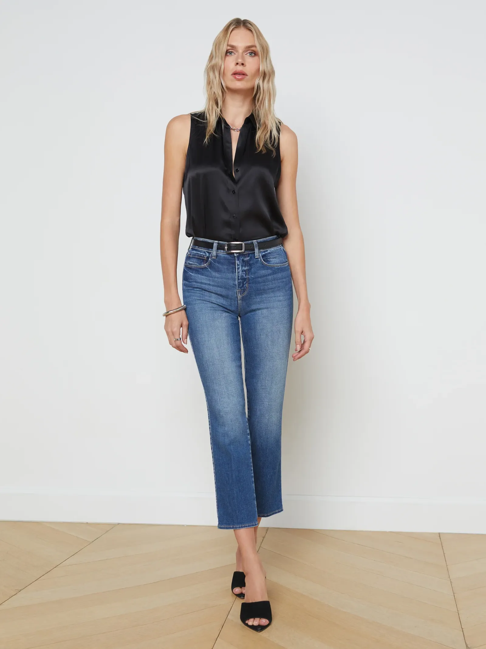 L'AGENCE Petite|Straight|Alexia Cropped Cigarette Jean Cambridge