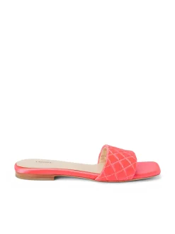 L'AGENCE Spring Collection|Sandals & Wedges|Aloise Satin Slide Sandal Neon Coral Satin