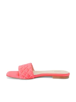 L'AGENCE Spring Collection|Sandals & Wedges|Aloise Satin Slide Sandal Neon Coral Satin