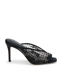 L'AGENCE All Things Black|Amelie Open Toe Mule Black Lace/Satin