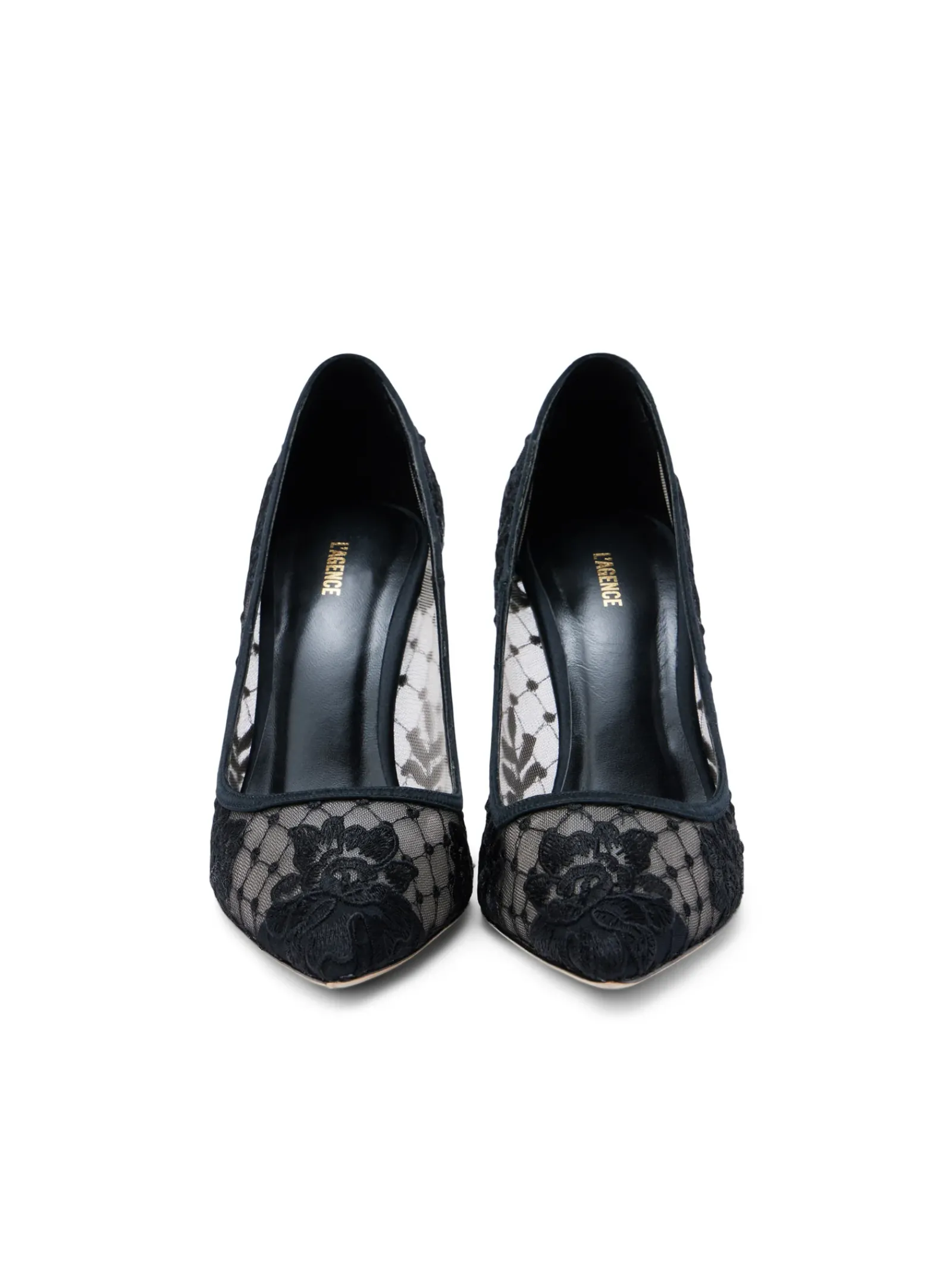 L'AGENCE Resort Collection|All Things Black|Anais Lace Pump Black Lace/Satin