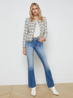 L'AGENCE Resort Collection|Maternity|Angelina Tweed Blazer Ivory Multi Tweed Plaid