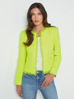 L'AGENCE Spring Collection|Blazers & Jackets|Angelina Tweed Jacket Neon Citrus