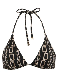 L'AGENCE Spring Collection|Swimwear|Annabelle Triangle Bikini Top Black/Gold Chain