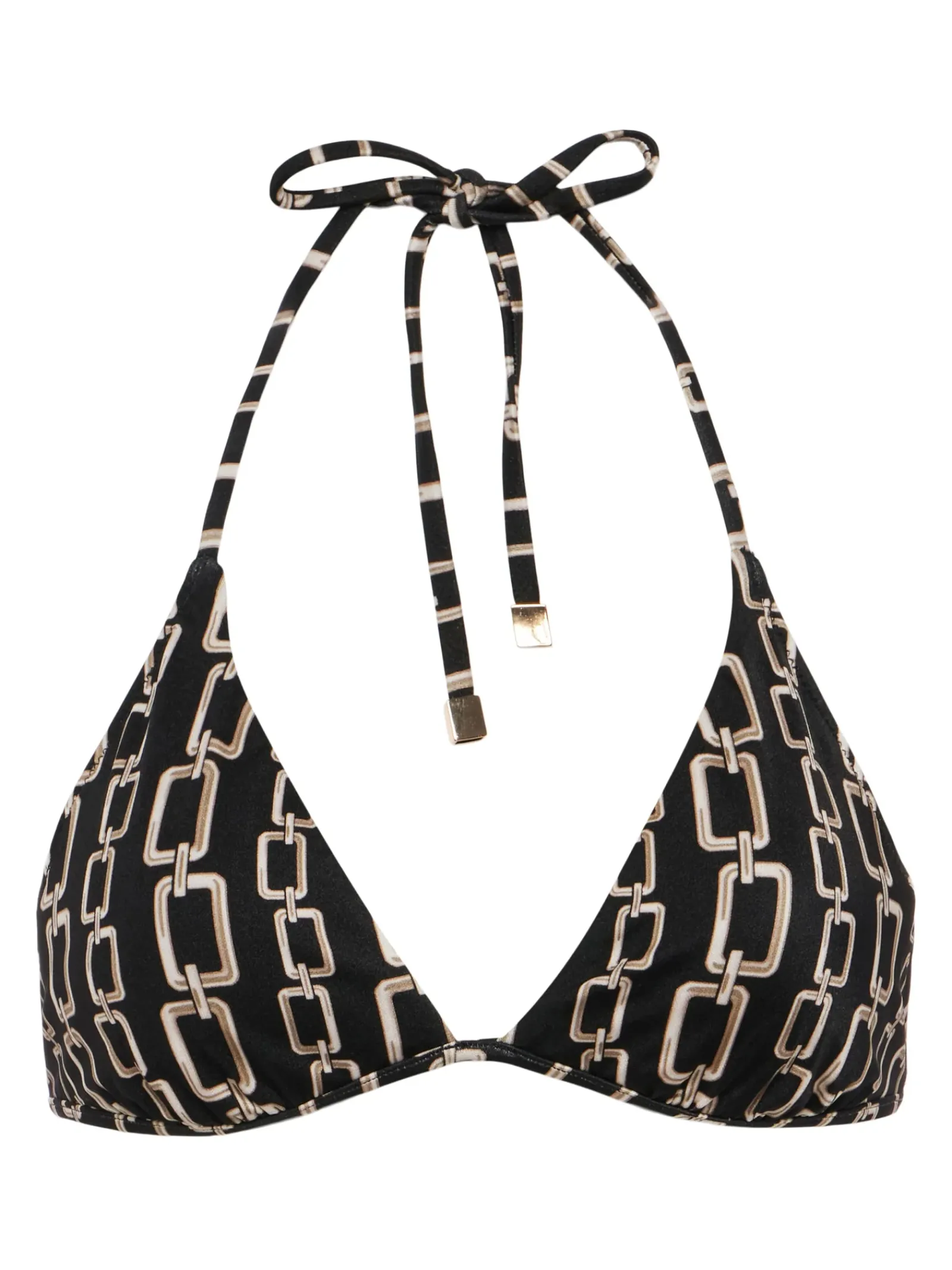 L'AGENCE Spring Collection|Swimwear|Annabelle Triangle Bikini Top Black/Gold Chain