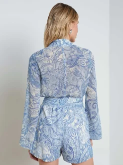 L'AGENCE Spring '24 Catalog|Print Edition|Arabell Romper Ivory/Blue Decorated Paisley