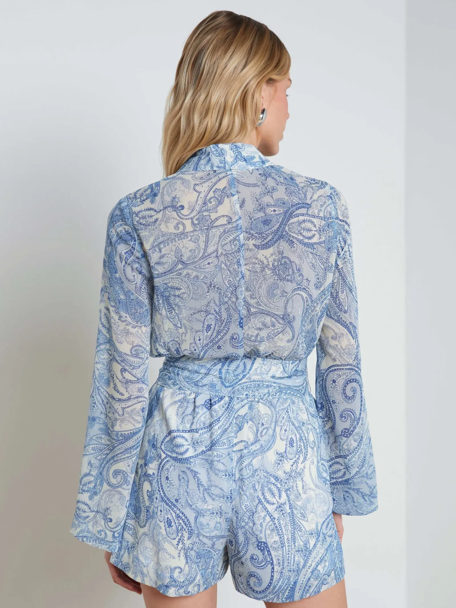 L'AGENCE Spring '24 Catalog|Print Edition|Arabell Romper Ivory/Blue Decorated Paisley