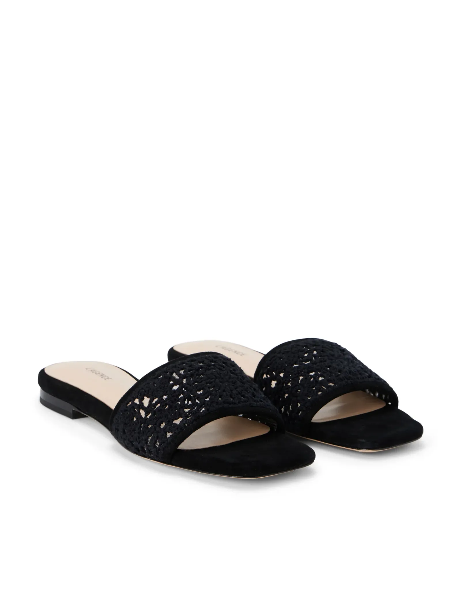 L'AGENCE Spring Collection|Sandals & Wedges|Armelle Crochet Slide Sandal Black Crochet