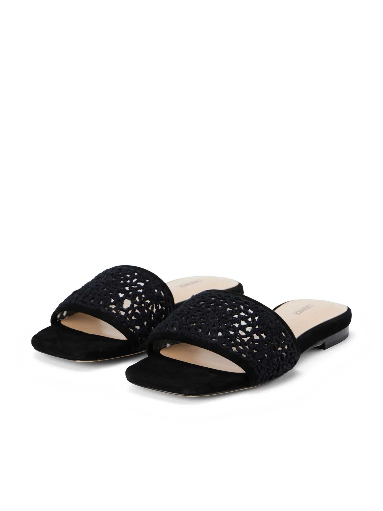 L'AGENCE Spring Collection|Sandals & Wedges|Armelle Crochet Slide Sandal Black Crochet