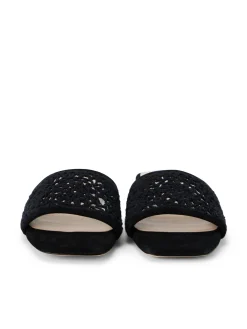 L'AGENCE Spring Collection|Sandals & Wedges|Armelle Crochet Slide Sandal Black Crochet