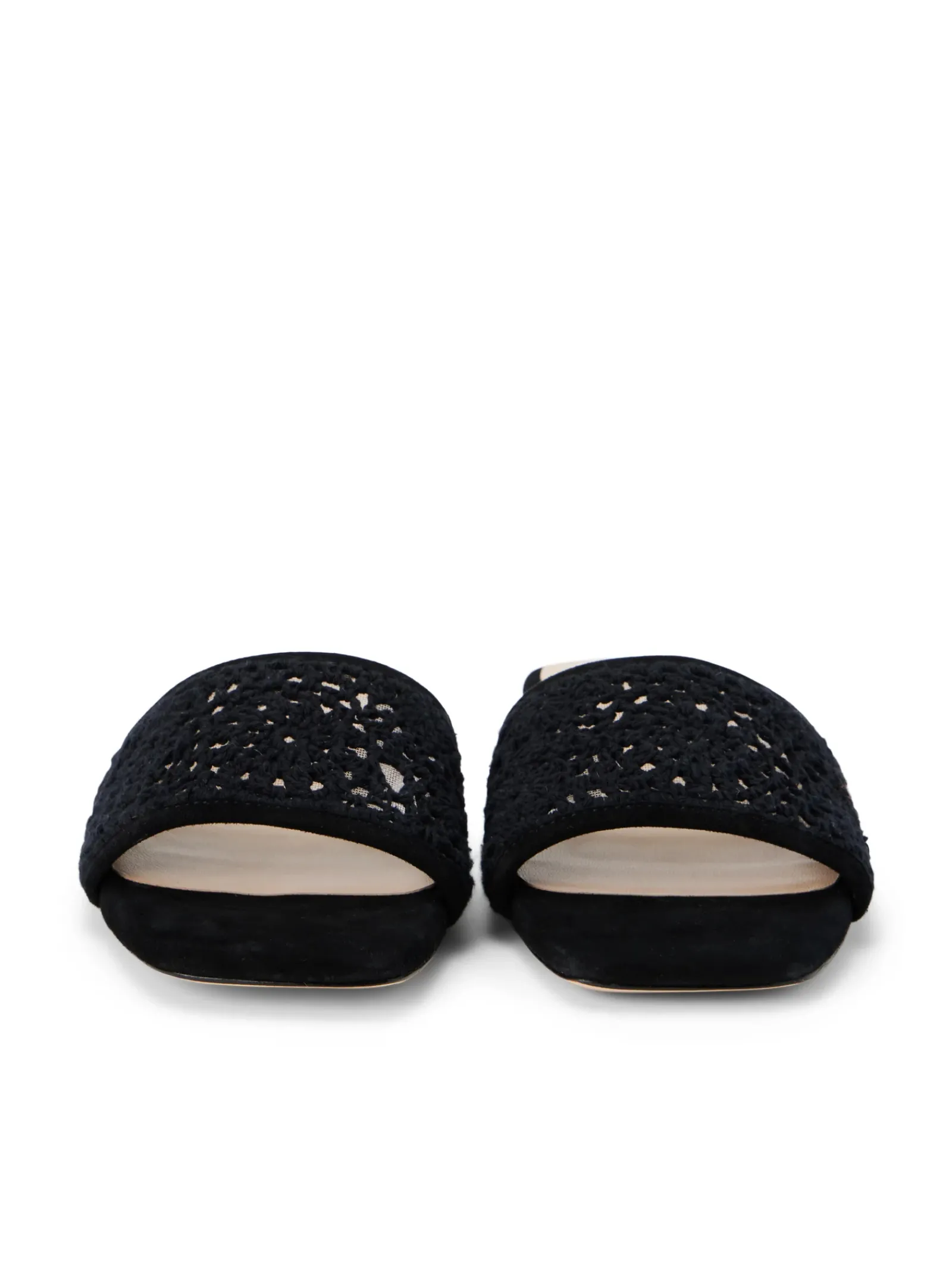 L'AGENCE Spring Collection|Sandals & Wedges|Armelle Crochet Slide Sandal Black Crochet