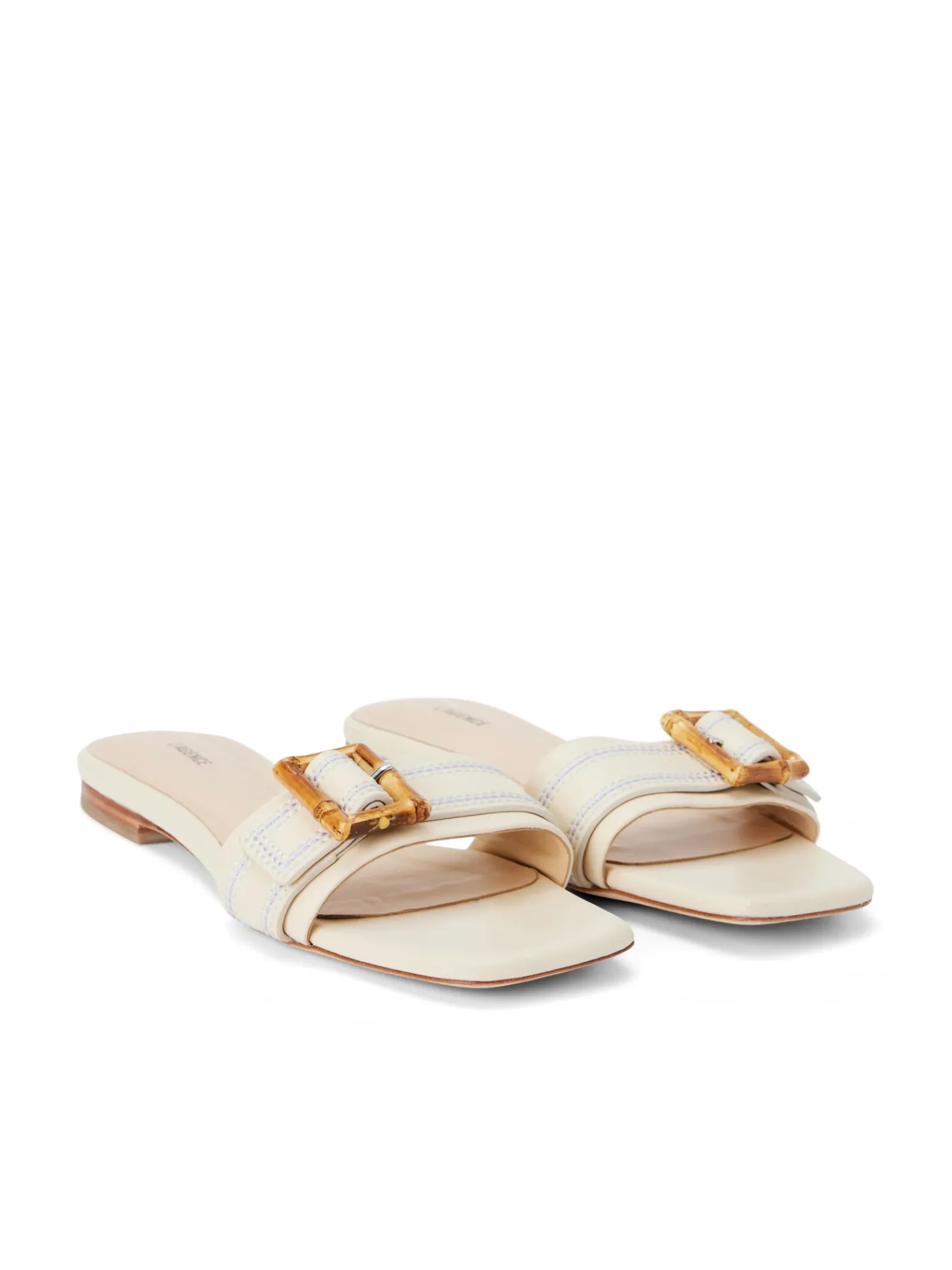 L'AGENCE Spring '24 Catalog|Sandals & Wedges|Aurelie Buckle Slide Sandal Ecru Leather