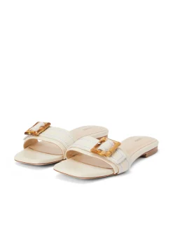 L'AGENCE Spring '24 Catalog|Sandals & Wedges|Aurelie Buckle Slide Sandal Ecru Leather