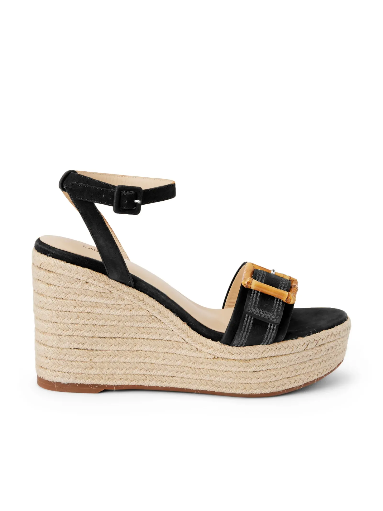 L'AGENCE Spring Collection|Heels & Pumps|Aurore Wedge Espadrille Black Leather