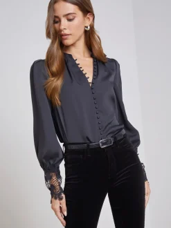 L'AGENCE Back in Stock|All Things Black|Ava Blouse Black