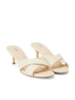 L'AGENCE Heels & Pumps|Spring Collection|Aveline Kitten-Heel Sandal Ecru Leather