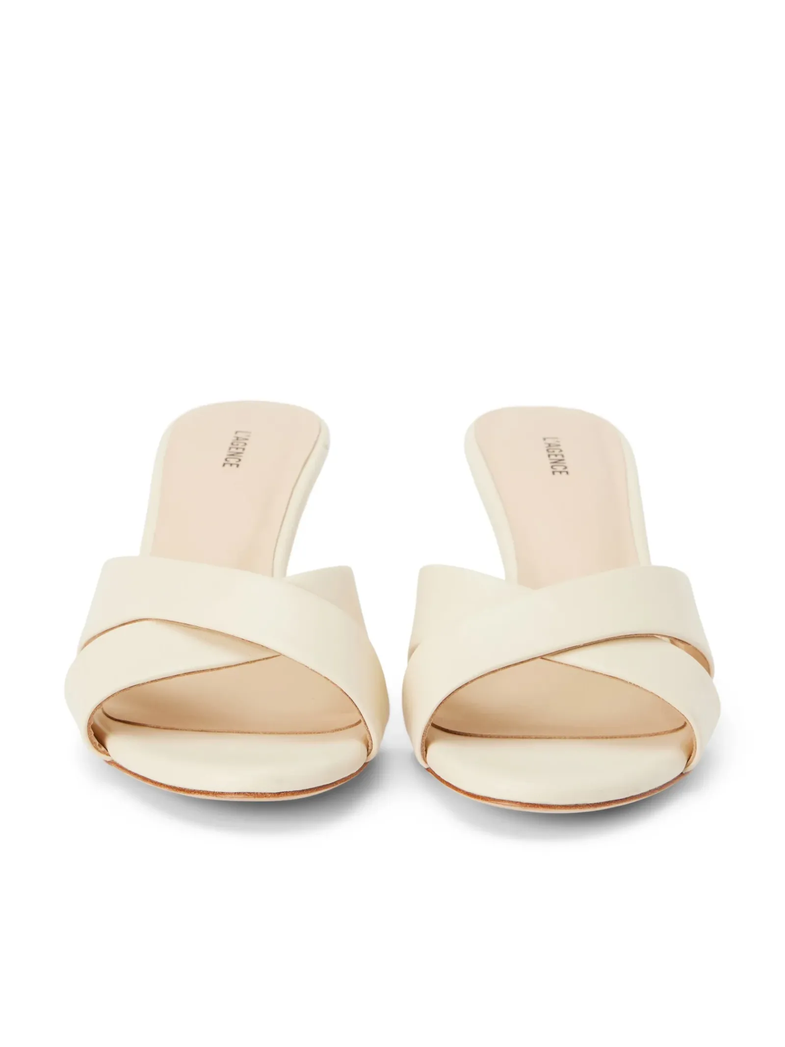 L'AGENCE Heels & Pumps|Spring Collection|Aveline Kitten-Heel Sandal Ecru Leather