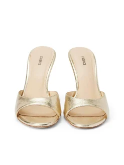 L'AGENCE Spring '24 Catalog|Mules|Avery Leather Peep-Toe Mule Gold Metallic Leather