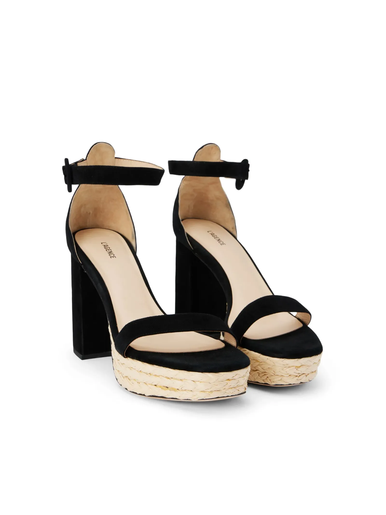 L'AGENCE All Things Black|Spring Collection|Avia Suede Platform Sandal Black Suede