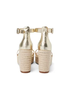 L'AGENCE Spring Collection|Heels & Pumps|Avice Wedge Espadrille Gold Metallic Leather