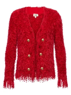 L'AGENCE Online Exclusives|Knitwear|Azure Fringe Cardigan Blazer Red
