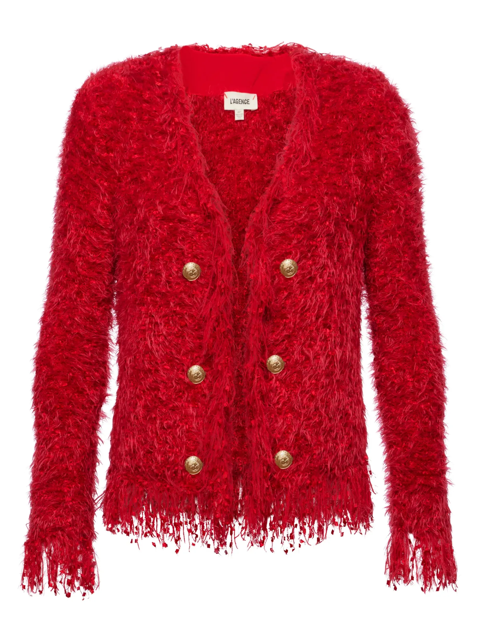 L'AGENCE Online Exclusives|Knitwear|Azure Fringe Cardigan Blazer Red
