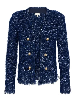 L'AGENCE Online Exclusives|Knitwear|Azure Fringe Cardigan Blazer Midnight Multi