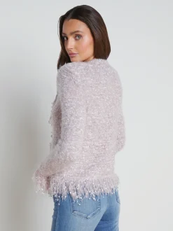 L'AGENCE Back in Stock|Maternity|Azure Fringe Cardigan Blazer Dusty Pink