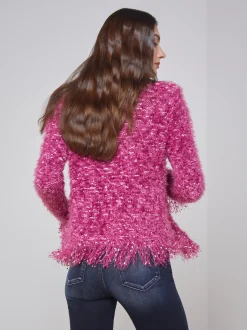 L'AGENCE Online Exclusives|Knitwear|Azure Fringe Cardigan Blazer Pink