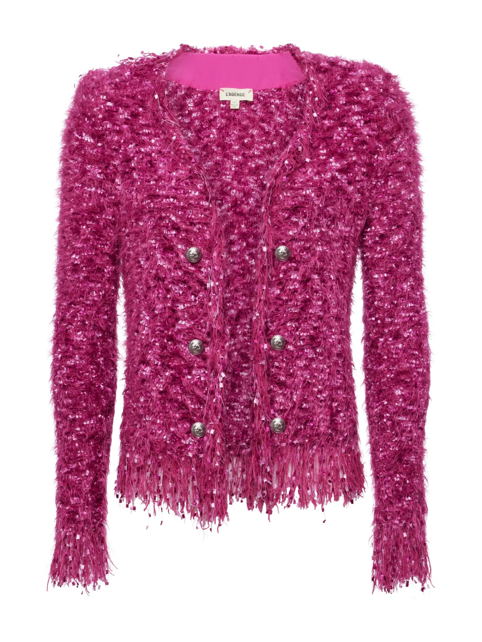 L'AGENCE Online Exclusives|Knitwear|Azure Fringe Cardigan Blazer Pink