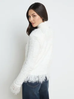 L'AGENCE Nouveau Whites|Online Exclusives|Azure Fringe Cardigan Blazer White