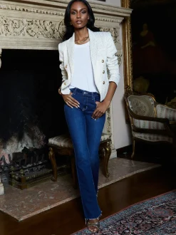 L'AGENCE Nouveau Whites|Spring Collection|Baileigh Textured Knit Blazer Ivory