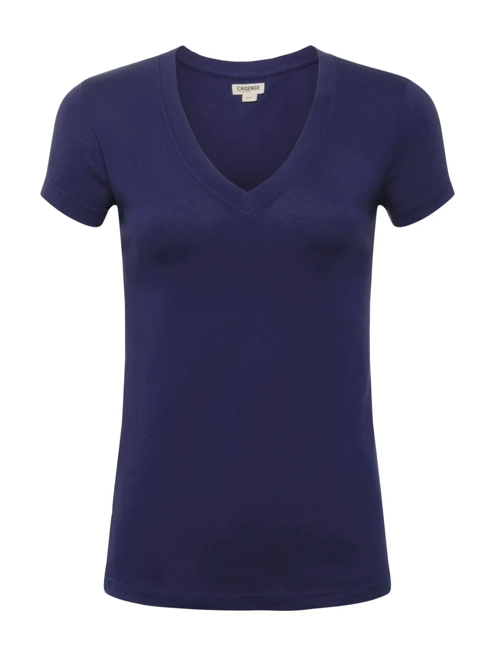 L'AGENCE Spring '24 Catalog|Essentials|Becca Cotton V-Neck Tee Navy