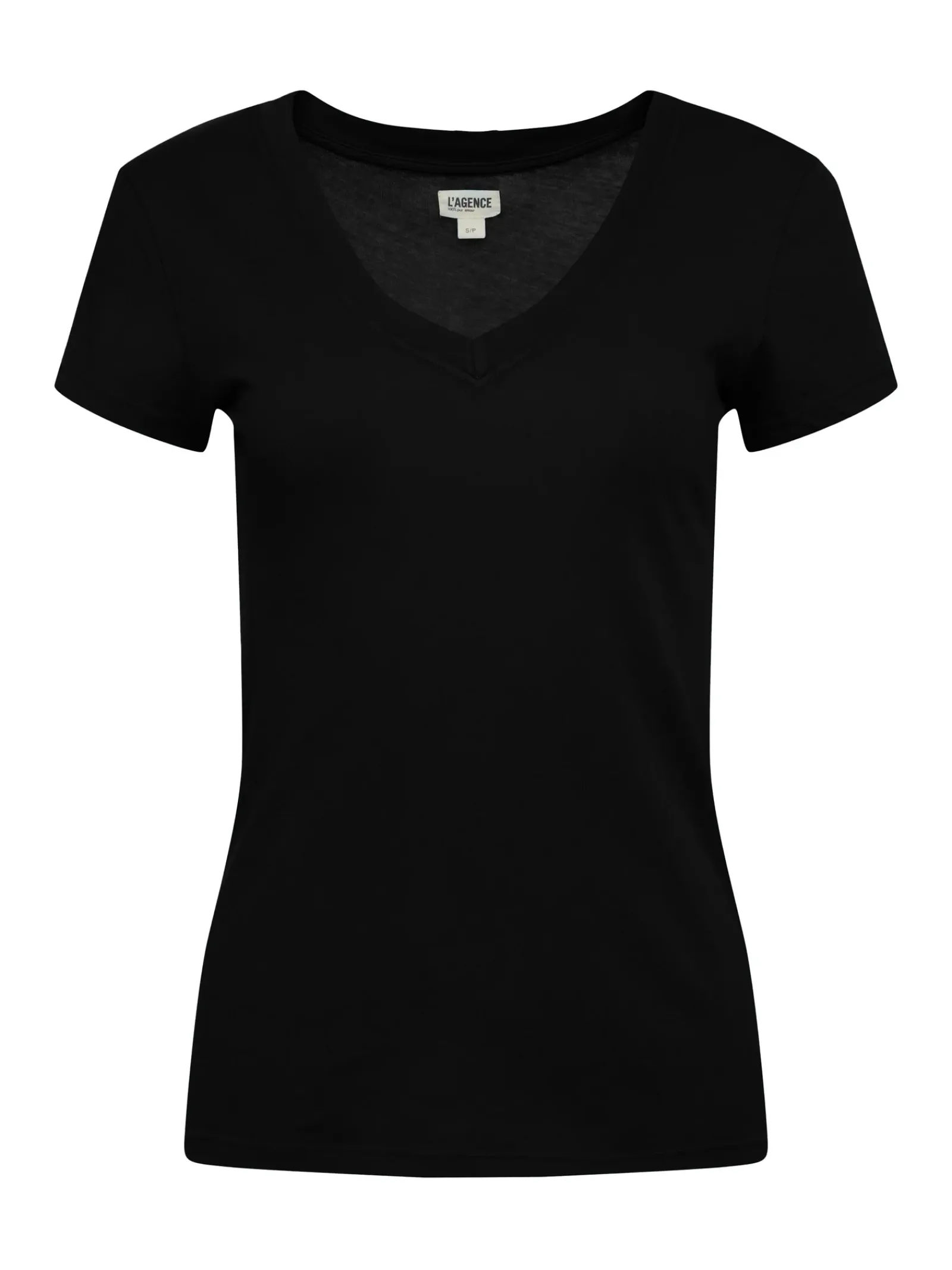 L'AGENCE All Things Black|Essentials|Becca Cotton V-Neck Tee Black