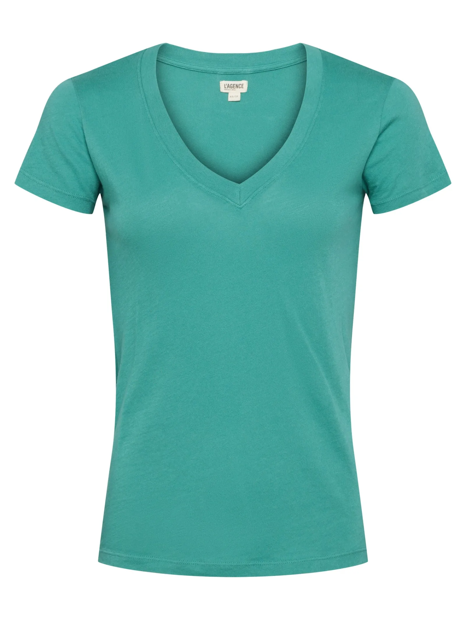 L'AGENCE Online Exclusives|Resort Collection|Becca Cotton V-Neck Tee Green Jasper