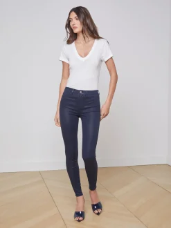 L'AGENCE Nouveau Whites|Essentials|Becca Cotton V-Neck Tee White