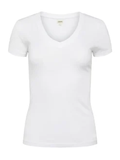 L'AGENCE Nouveau Whites|Essentials|Becca Cotton V-Neck Tee White