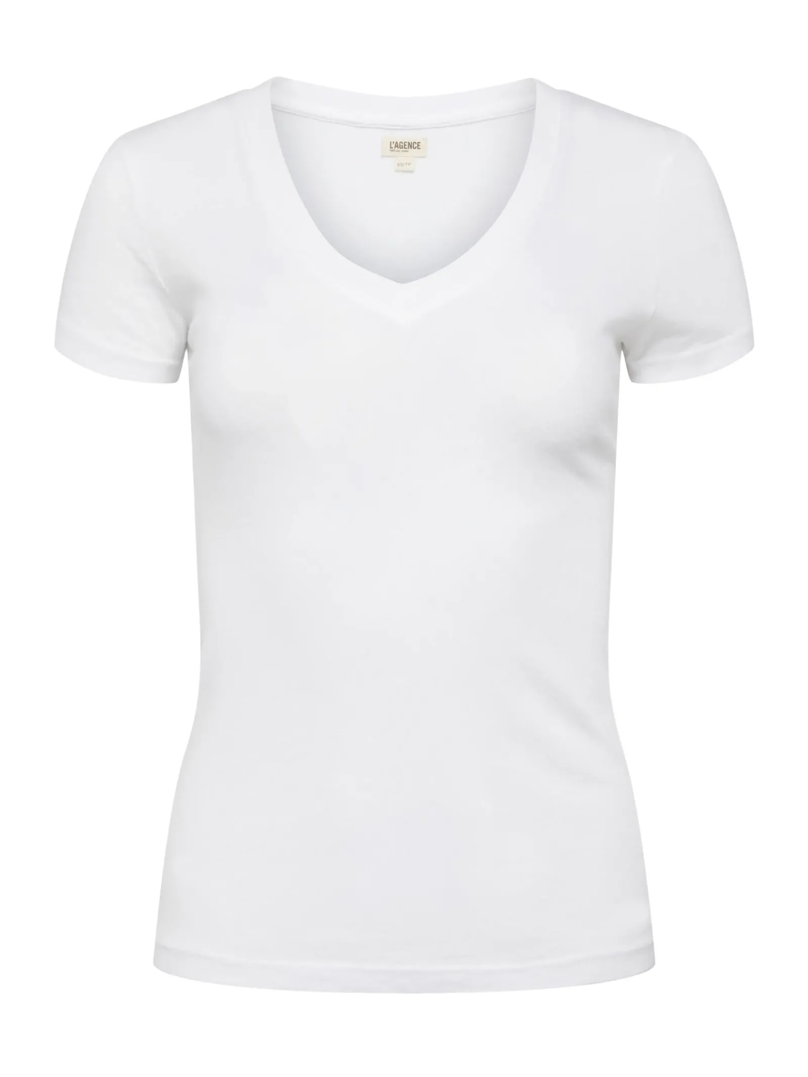 L'AGENCE Nouveau Whites|Essentials|Becca Cotton V-Neck Tee White