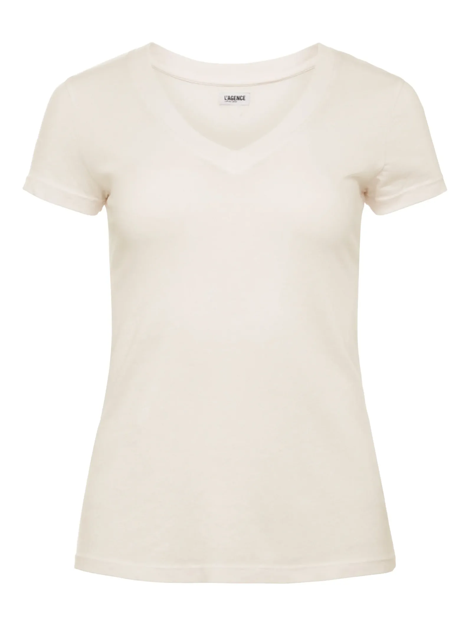 L'AGENCE Nouveau Whites|Best Sellers|Becca Cotton V-Neck Tee Vintage White