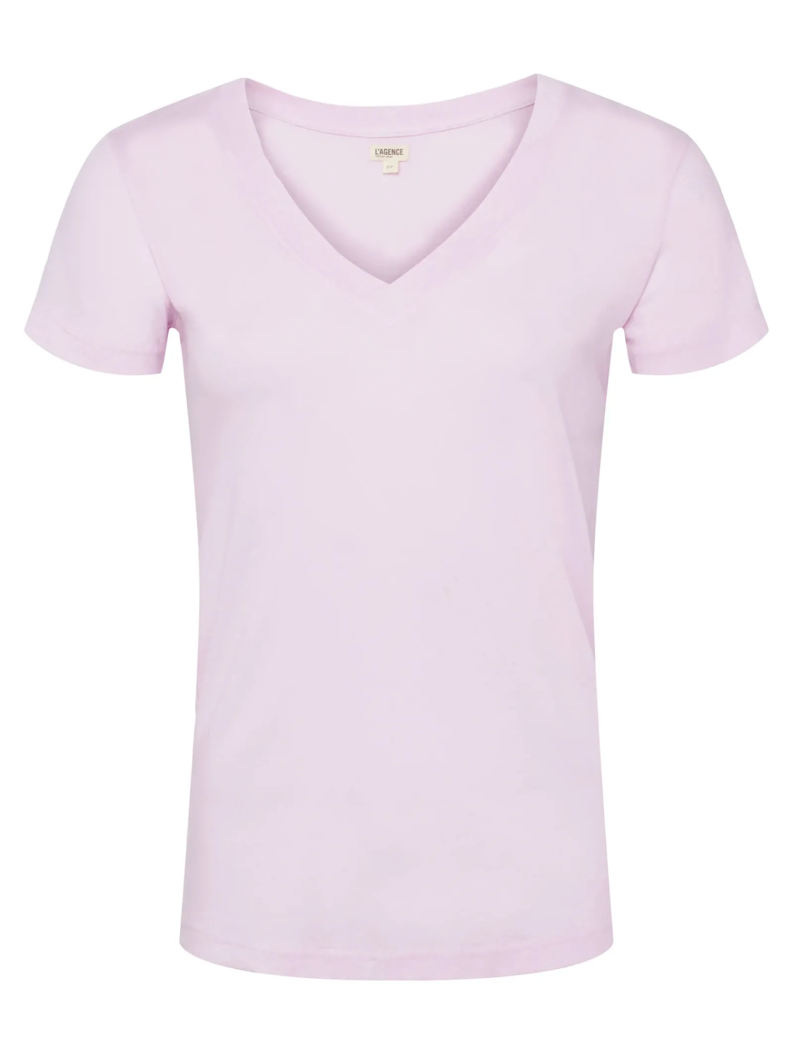 L'AGENCE Spring '24 Catalog|Spring Collection|Becca Cotton V-Neck Tee Lilac Snow