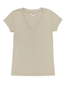 L'AGENCE Tees|Becca Cotton V-Neck Tee Biscuit